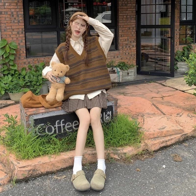 Sweet Striped Layering Vest For Women