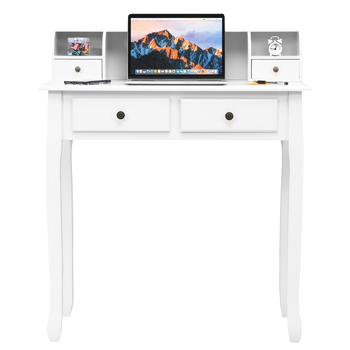 Writing Desk 2-Tier Vanity Desk Computer Desk with 4 Drawers