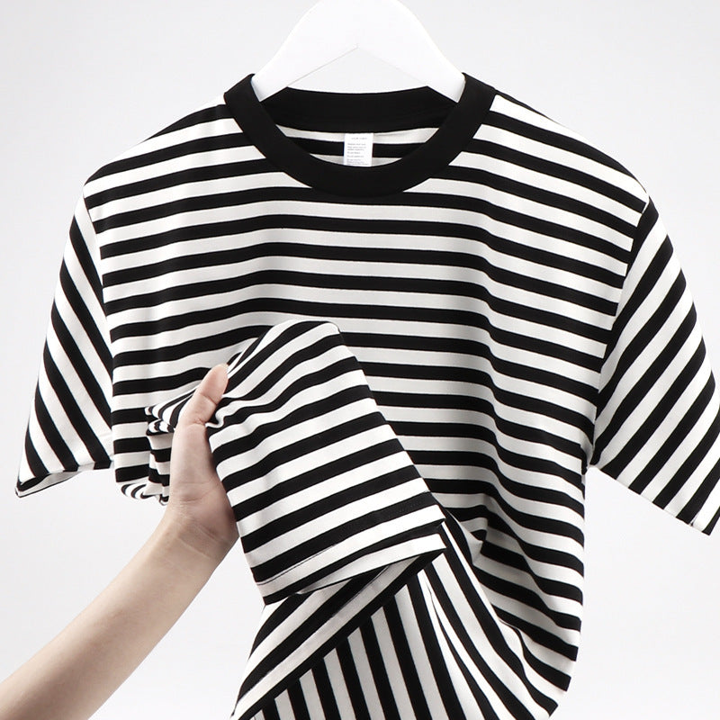 Striped Short Sleeve Men's Versatile Loose T-shirt