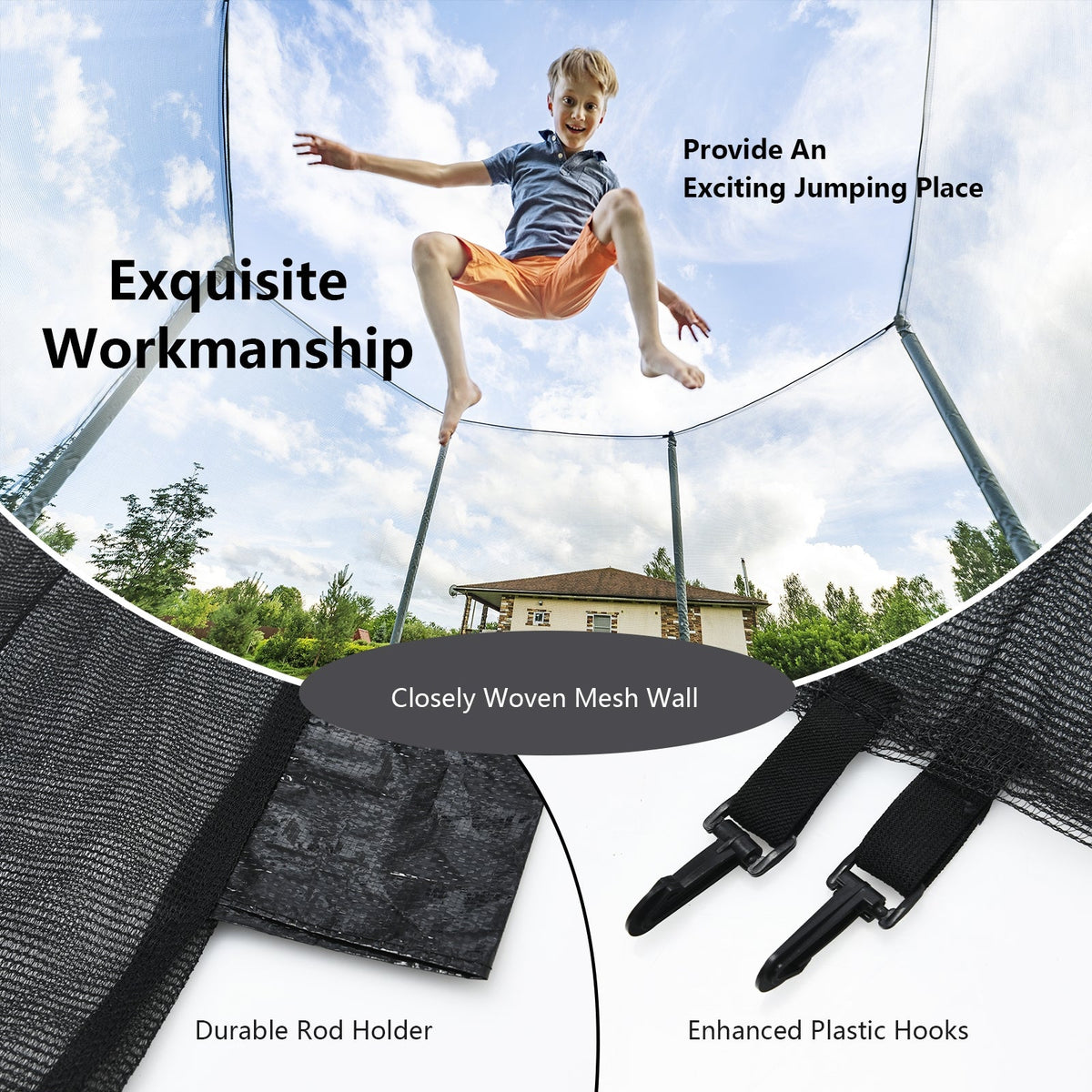 8 Feet Trampoline Safety Replacement Protection Enclosure Net GBruno Store