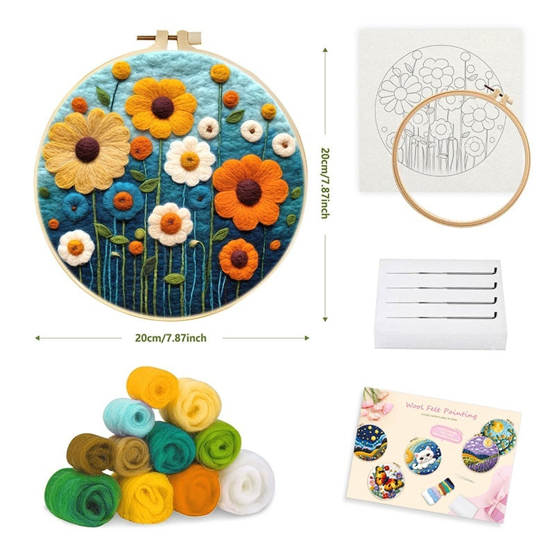 Wool Felt Painting With Embroidery Frame Needle Felt Supplies Suitable For Beginners My Store