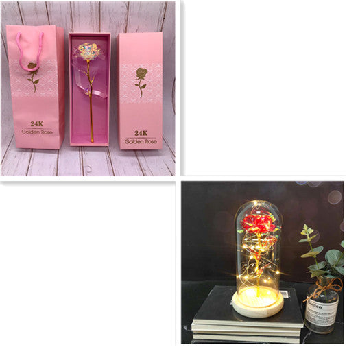 24K Luminous Color Gold Rose Flower Set My Store