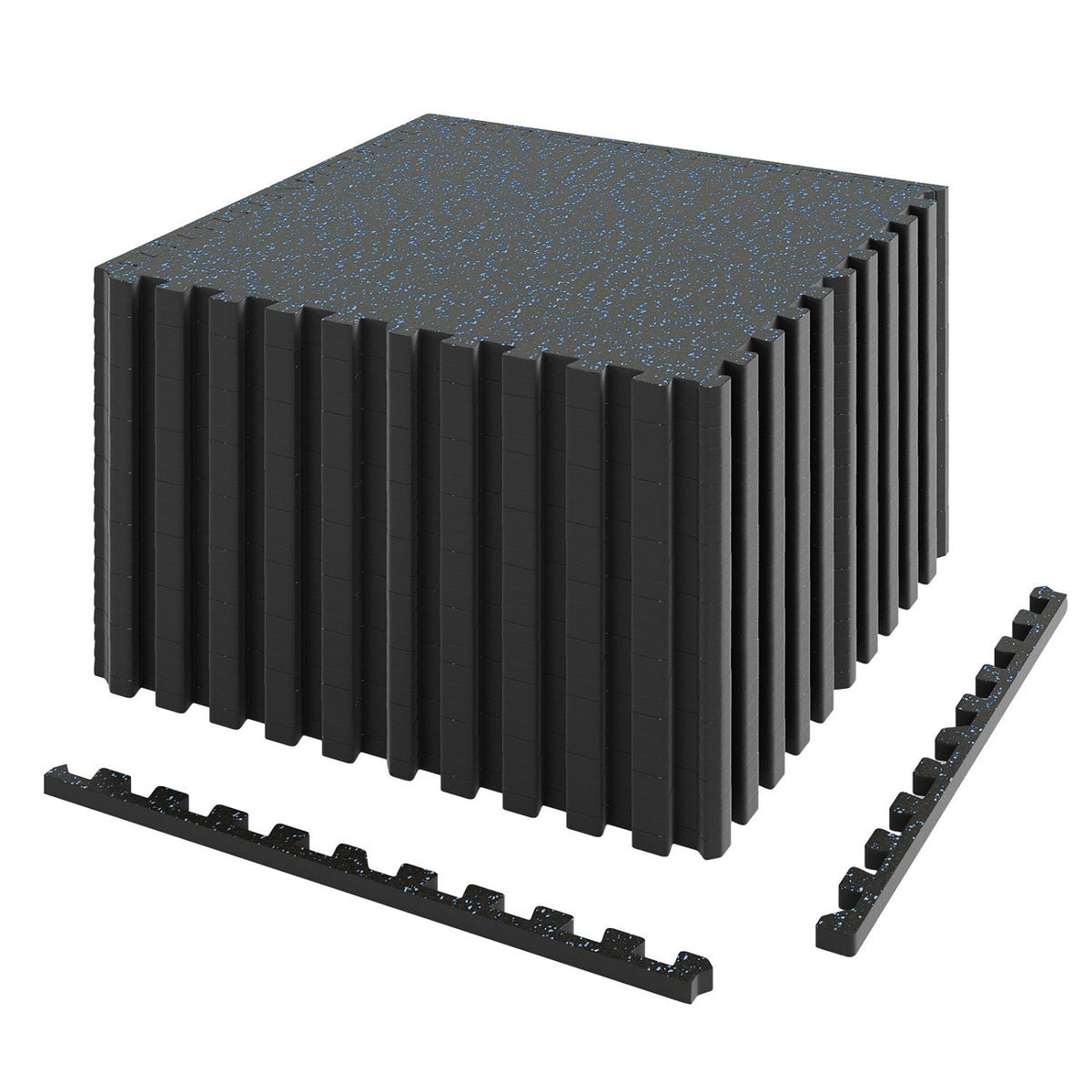 Interlocking Rubber Exercise Mat Set 48 Sq Ft with Borders