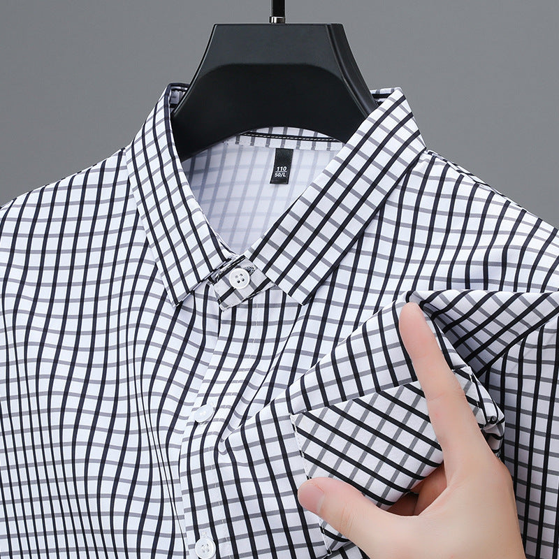 Long Sleeve Fine Plaid Shirt For Men Spring And Autumn