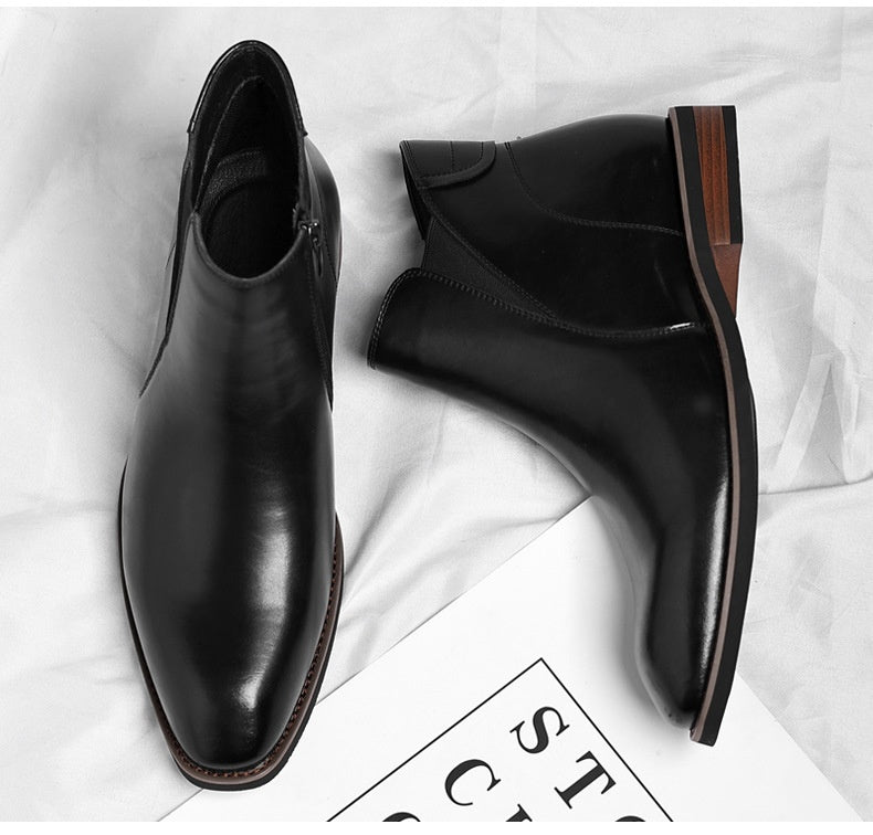 Mens Retro High-Top Formal Short Leather Boots