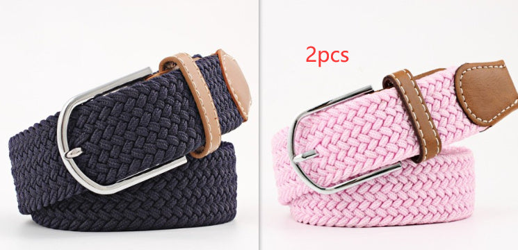 Women's Canvas Belt Casual Stretch Braided Buckle