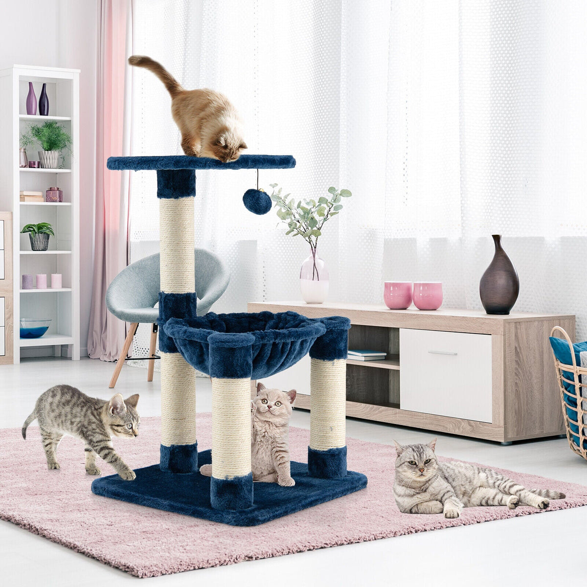 Multi-level Cat Tree with Scratching Posts and Cat Hammock
