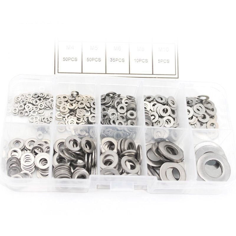 304 Stainless Steel Flat Washer Set M1.6–M10