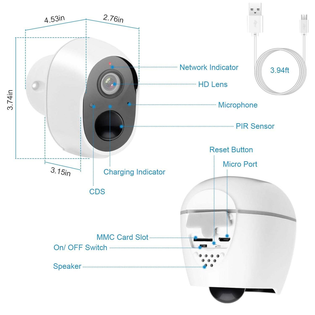 1080P WiFi IP Camera PIR Motion Detection Camcorder