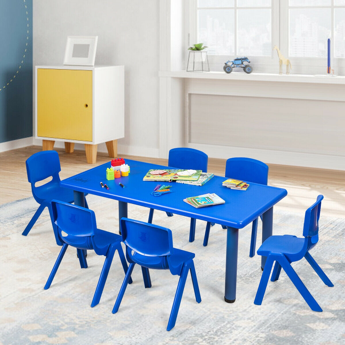 6-pack Kids Plastic Stackable Classroom Chairs-Blue GBruno Store