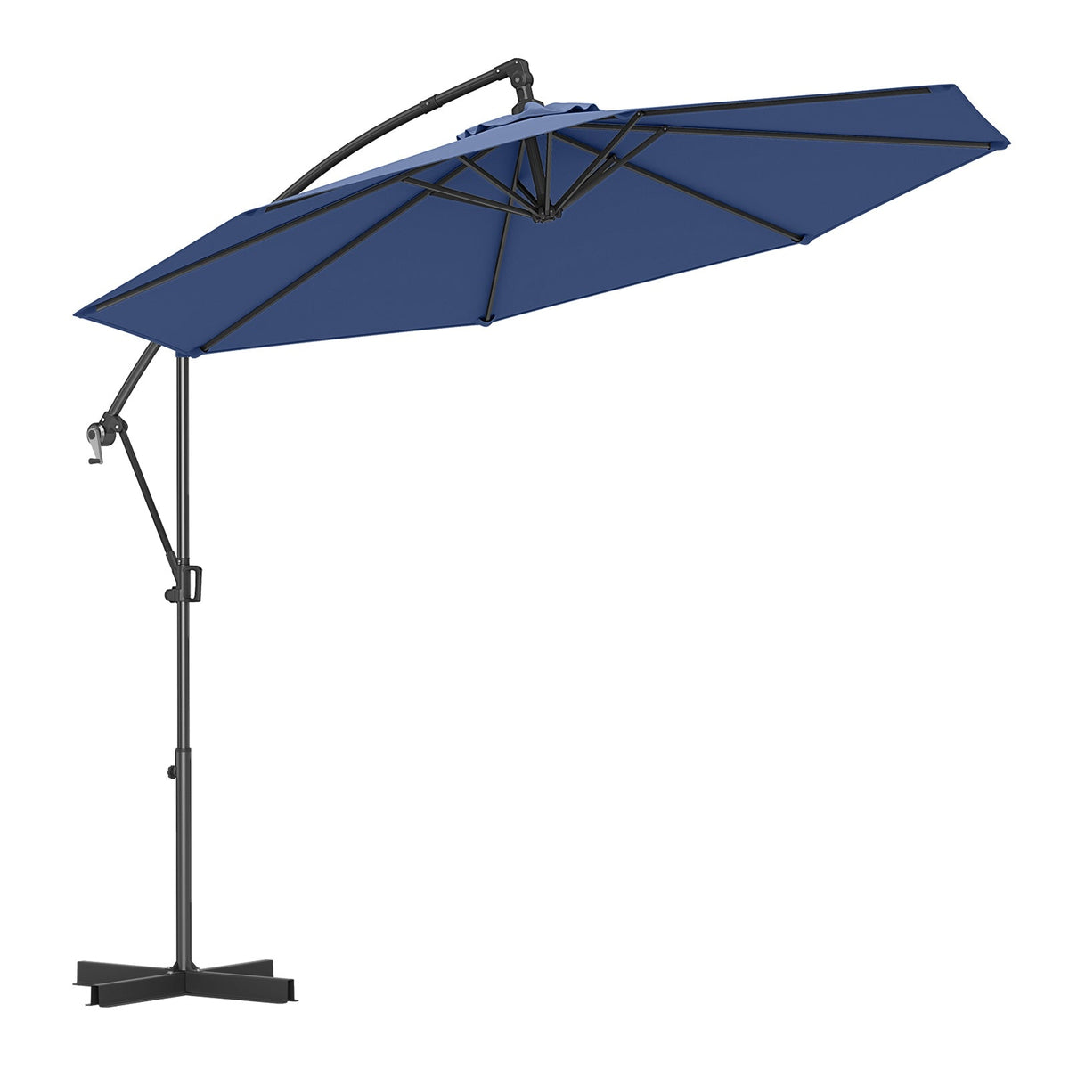 10 Feet Offset Hanging Umbrella with Base and Infinite Tilt