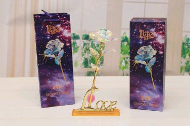 24K Luminous Color Gold Rose Flower Set My Store