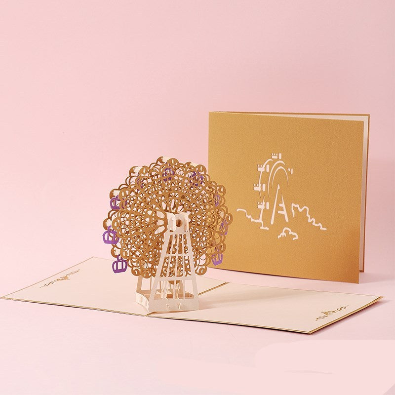 3D Sakura Kissing Lover Greeting Card