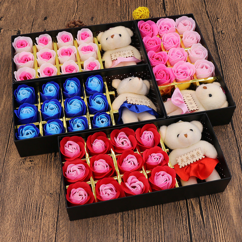 Valentine's Day 12 Bear Rose Soap Flower Gift Box