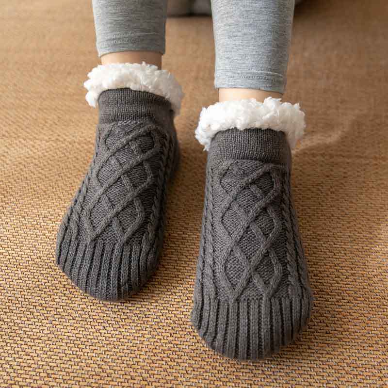 Winter Knitted Plush Socks, Non-slip, Women’s