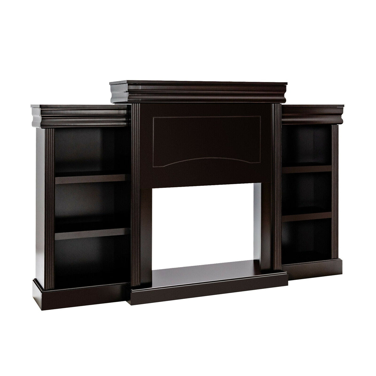 70 Inch Modern Fireplace Media Entertainment Center with Bookcase
