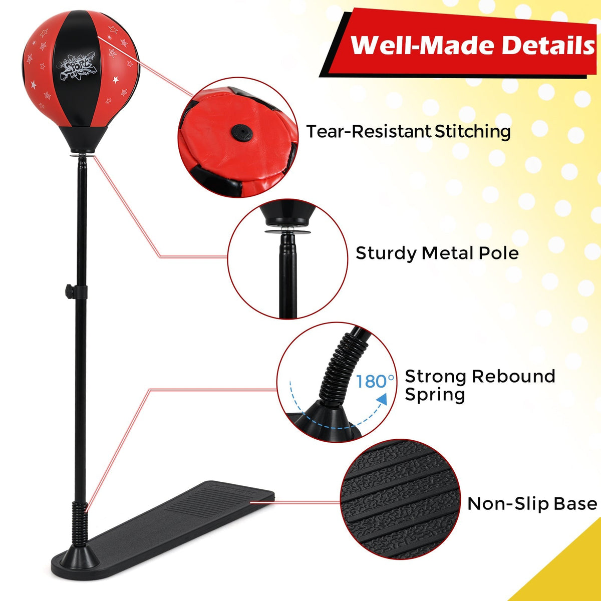Kids Punching Bag with Adjustable Stand and Boxing Gloves GBruno Store