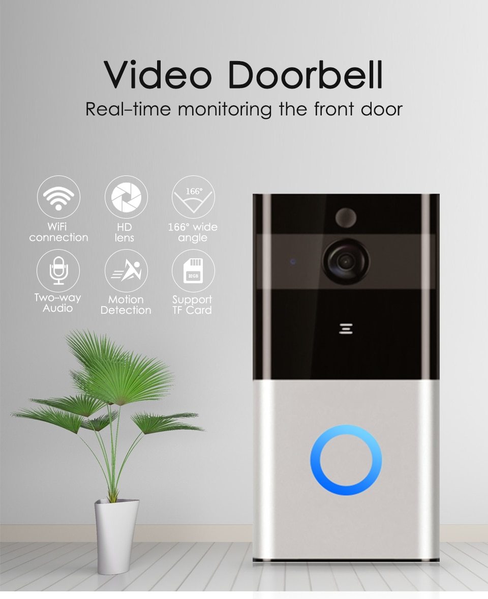 Marlboze 720P Smart WiFi Video Doorbell Wireless Intercom PIR Detection