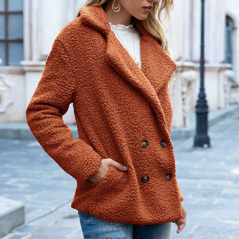Loose Lapel Fluffy Coat Winter Button Jacket Cardigan Outwear For Women Clothing Sell My Stuff