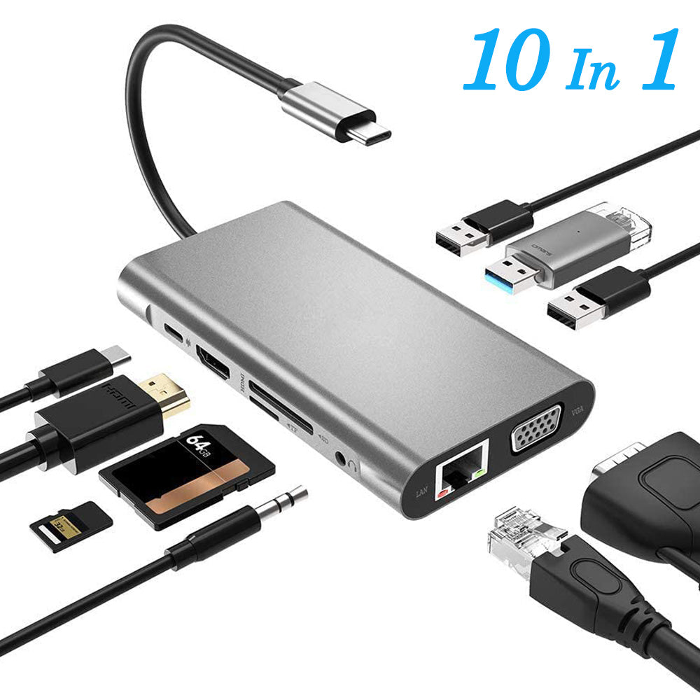 USB Type C to HDMI Ten in one expansion dock usb dock My Store