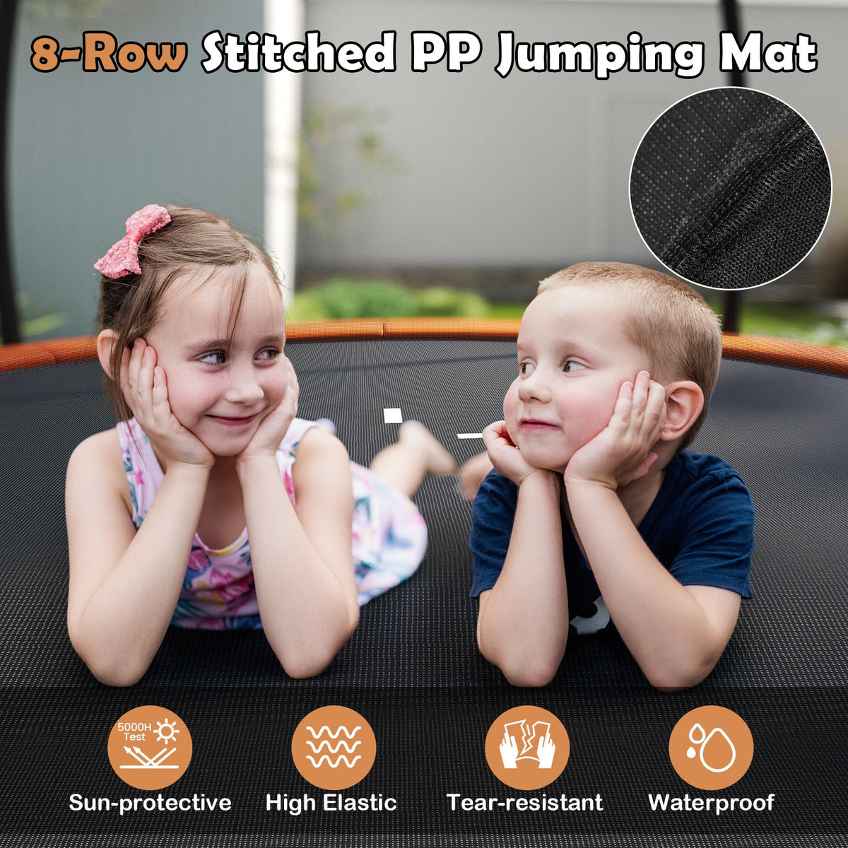 12FT Outdoor Trampoline Heavy-Duty Recreational Trampoline with Safety Enclosure Net