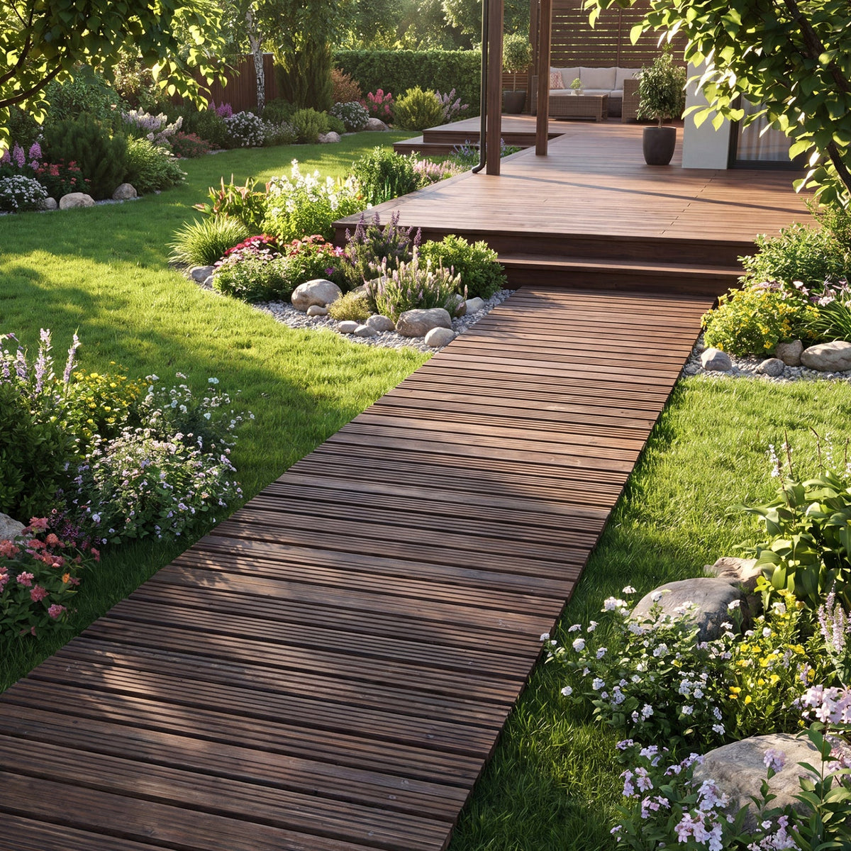 12 FT Wooden Garden Pathway 22 Inches Wide Outdoor Roll out Straight Walkway DirectDeals
