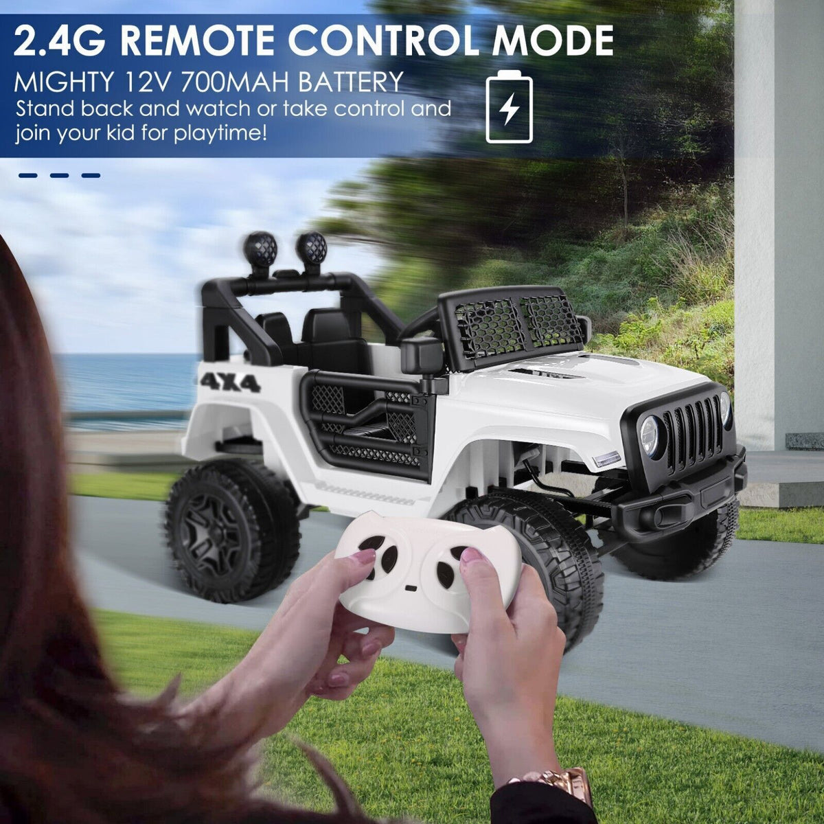 12V Electric Ride On Jeep Toy Car with USB, Bluetooth, and Remote Control for Kids