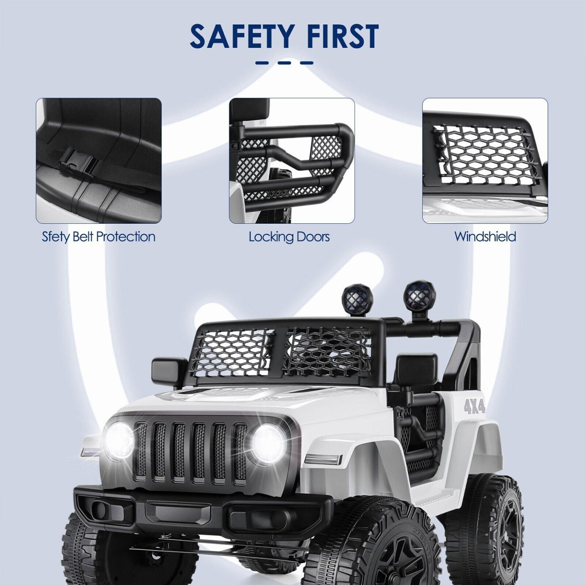 12V Electric Ride On Jeep Toy Car with USB, Bluetooth, and Remote Control for Kids