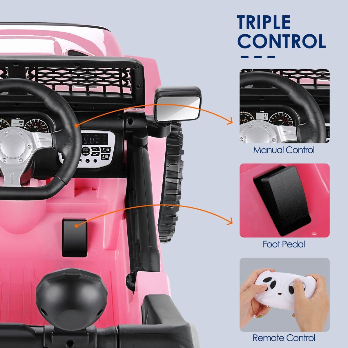 12V Electric Ride On Jeep Toy Car with USB, Bluetooth, and Remote Control for Kids