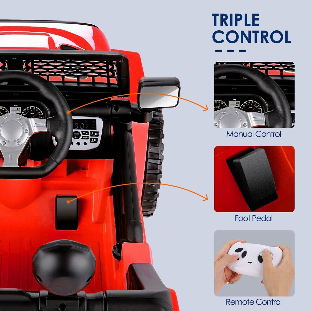 12V Electric Ride On Jeep Toy Car with USB, Bluetooth, and Remote Control for Kids