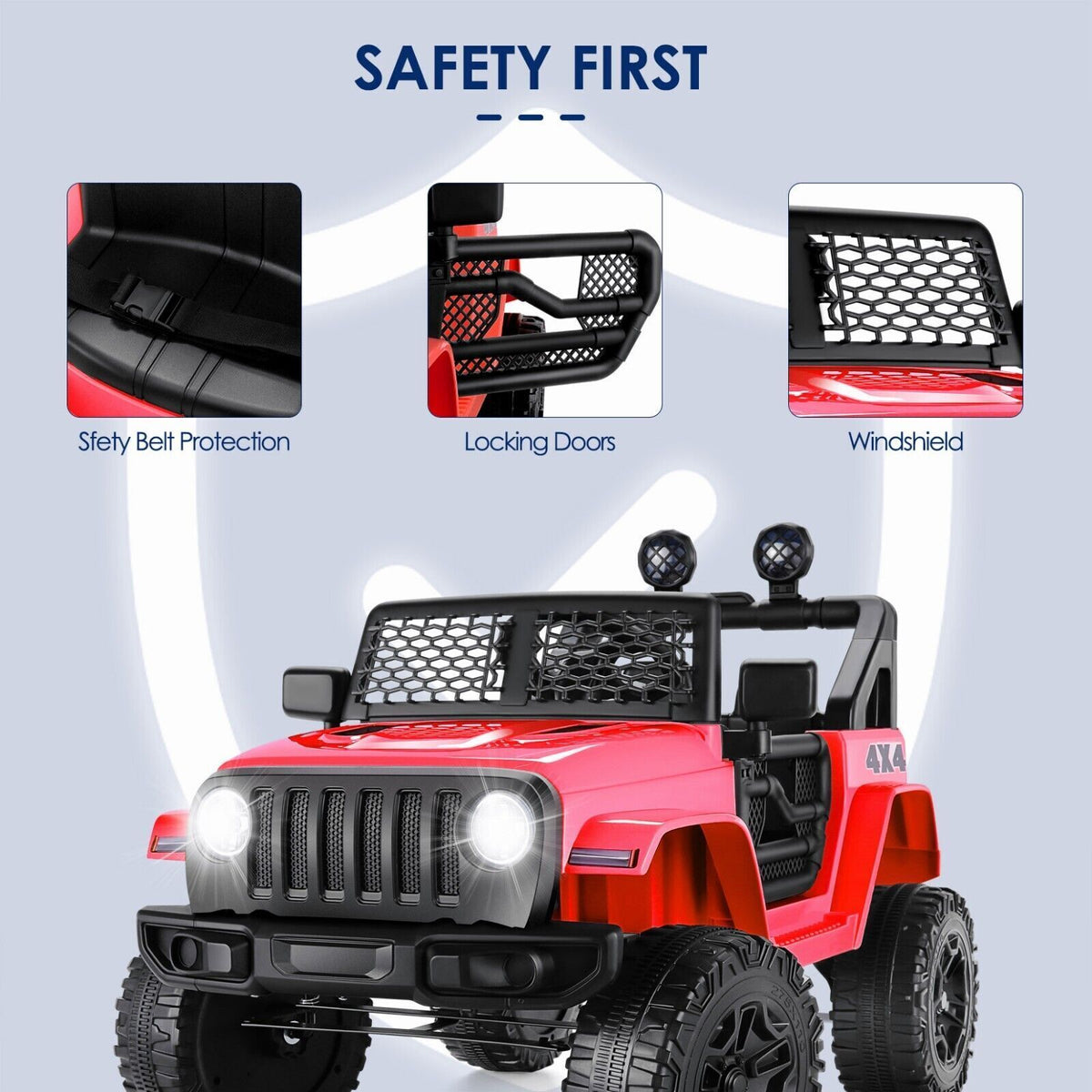 12V Electric Ride On Jeep Toy Car with USB, Bluetooth, and Remote Control for Kids