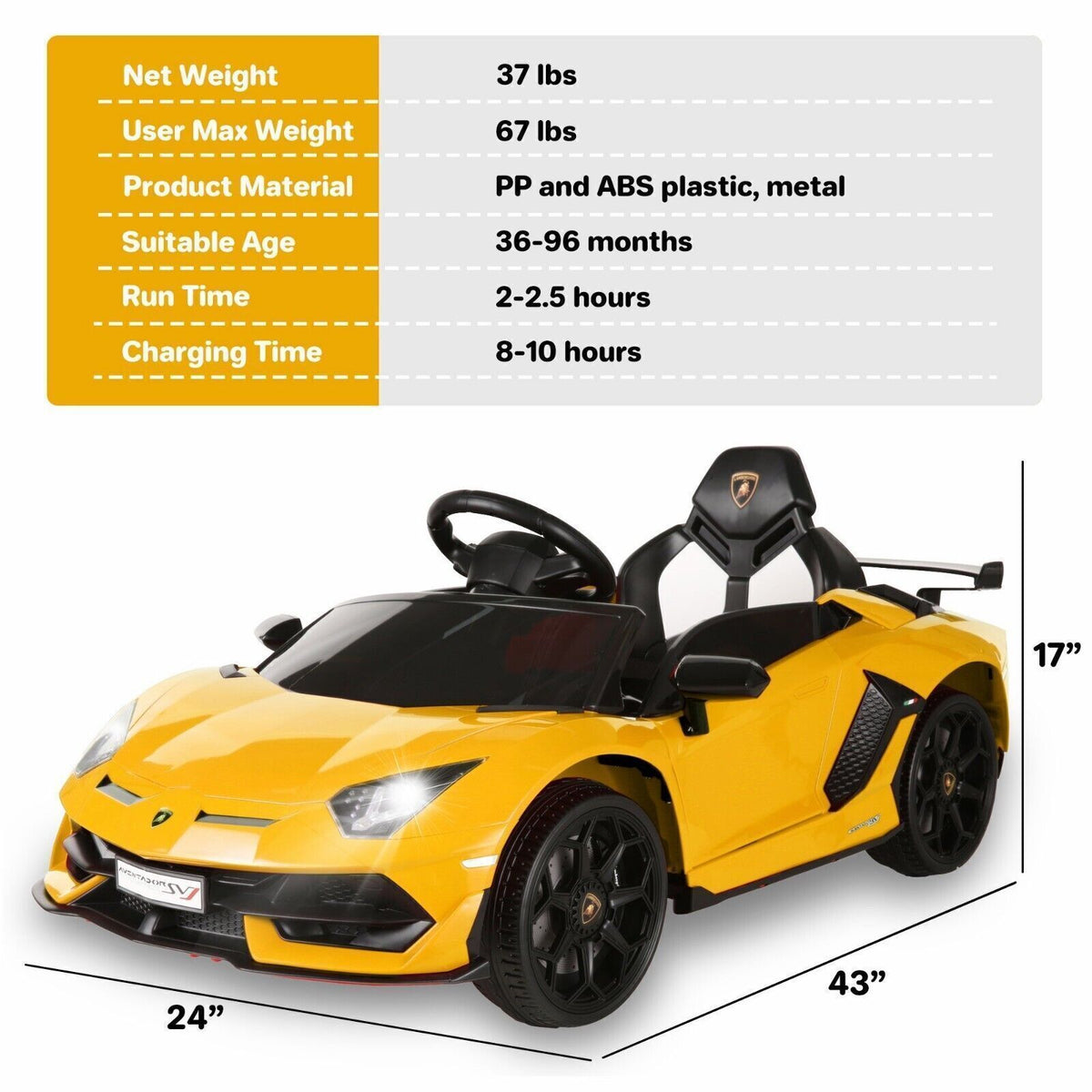 Lamborghini Licensed Electric Ride On Car with Remote Control - The Ultimate Sports Toy for Kids MagicCars