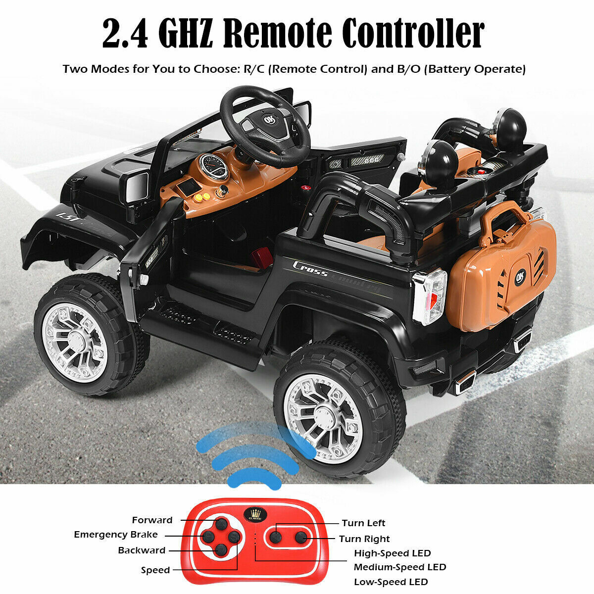 12V RC Remote Control Black Truck Car for Kids - Electric Ride-On Fun! MagicCars