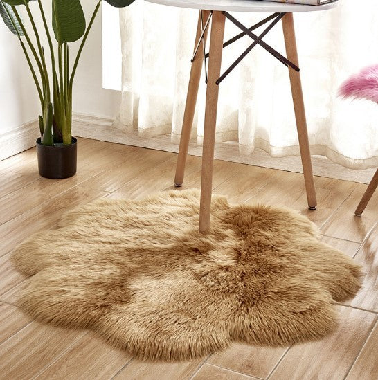 Artificial Woolen Carpet Rug Floral Shape Sheepskin Hairy Carpet