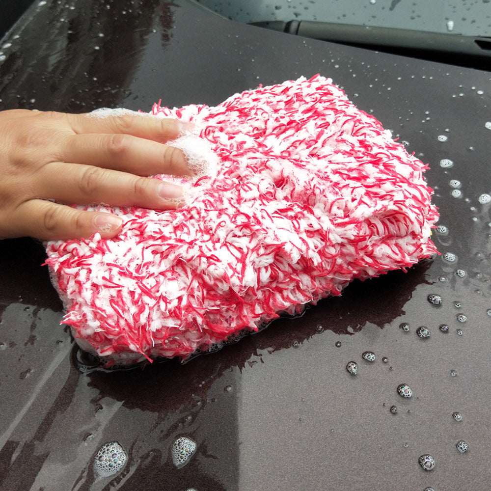 Microfiber Plush Car Wash Sponge Coral Fleece Towel