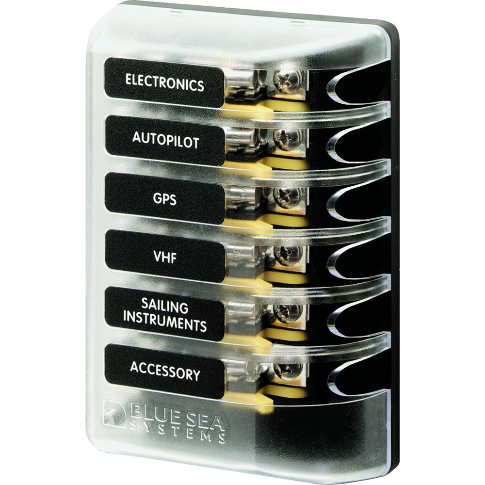 Blue Sea 5018 ST Glass Fuse Block w/out Negative Bus - 6 Circuit TRAPSKI