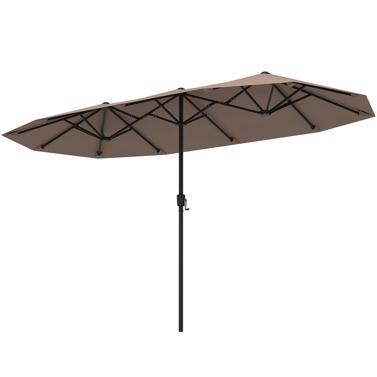 13 FT Large Patio Umbrella Outdoor Double-Sided Table Market Umbrella with Crank Handle-Beige