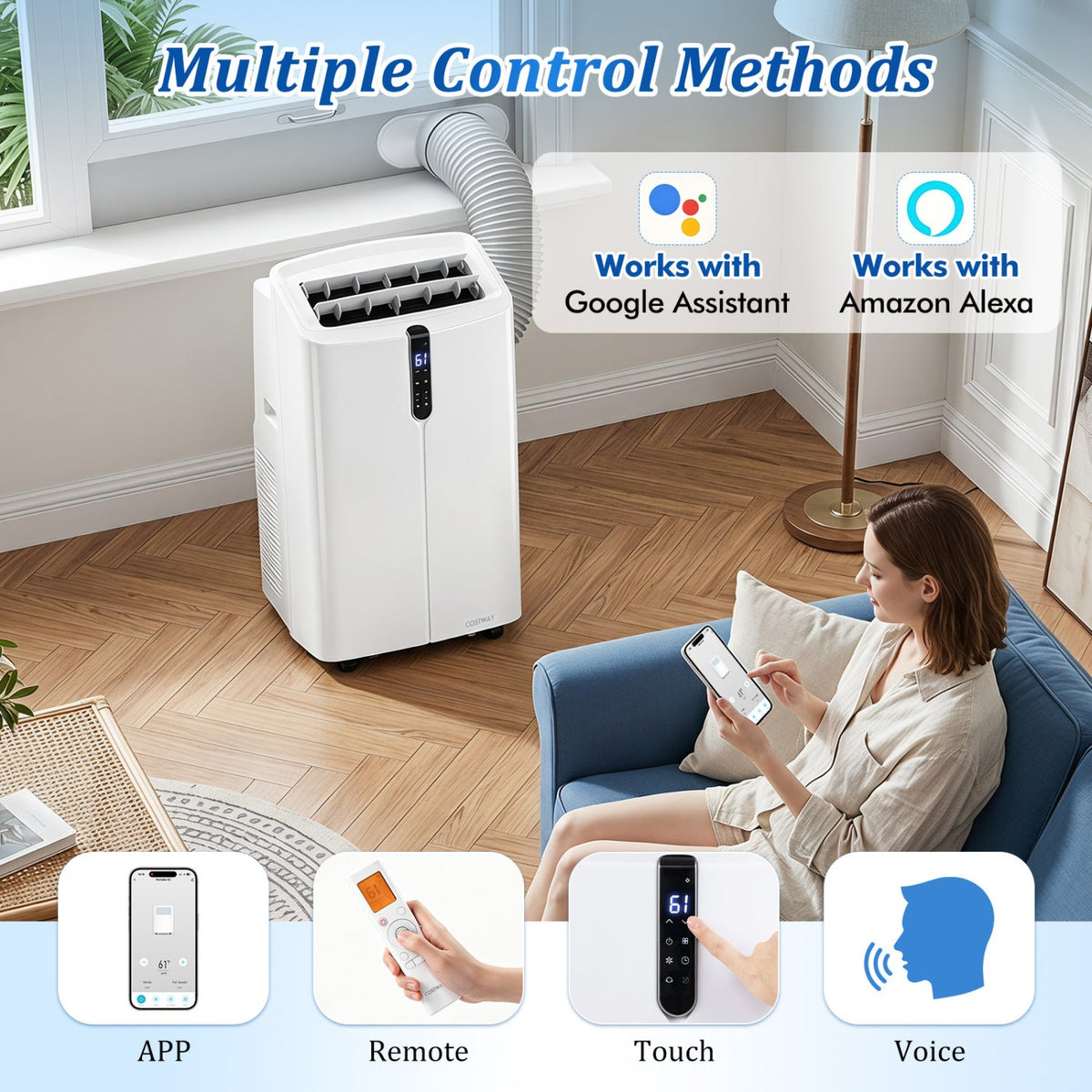14000 BTU Smart Portable Air Conditioner with App & Voice Control DirectDeals