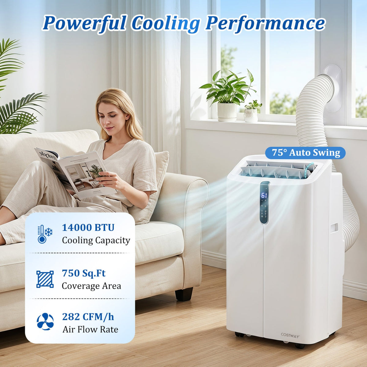 14000 BTU Smart Portable Air Conditioner with App & Voice Control DirectDeals