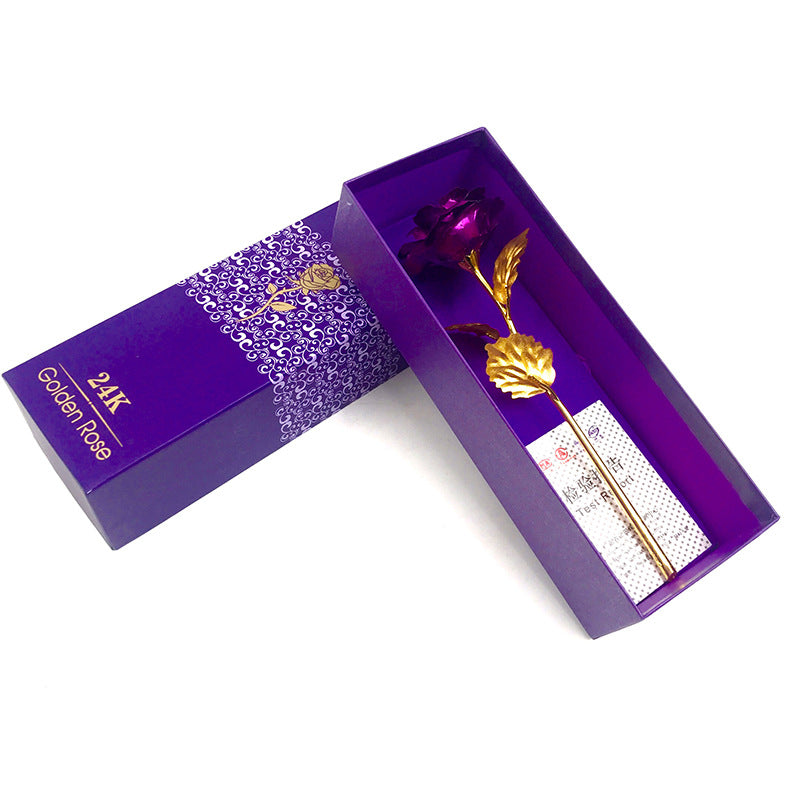 24K Luminous Color Gold Rose Flower Set My Store