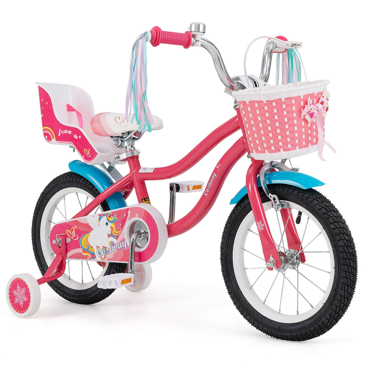 14 Inch Girls Bike with Doll Seat and Training Wheels DirectDeals