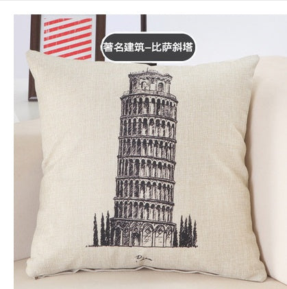 Great Cities Print Cotton Linen Pillow Covers