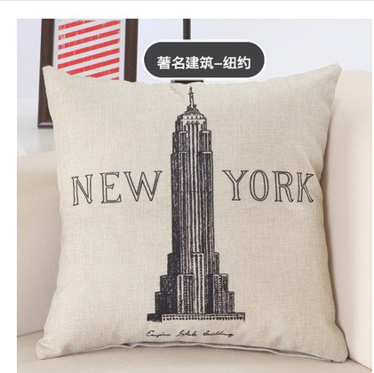 Great Cities Print Cotton Linen Pillow Covers