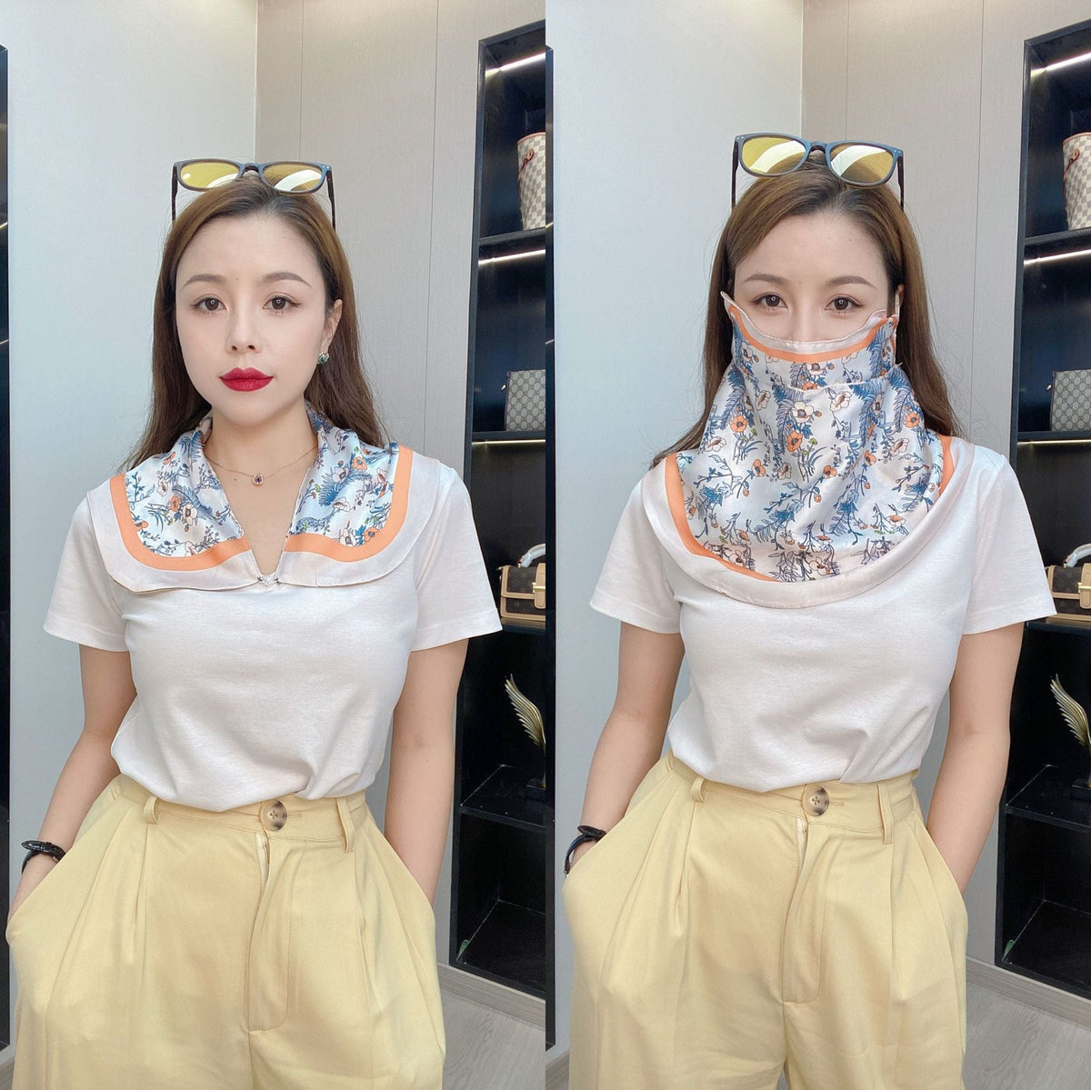 Female Printed Breathable Eye Corner Protection Summer Sunscreen Mask
