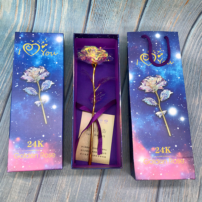 24K Luminous Color Gold Rose Flower Set My Store