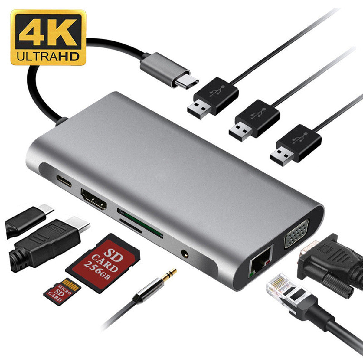 Ethernet port HDMI VGA PD TF Computer Expansion Hub HUB My Store
