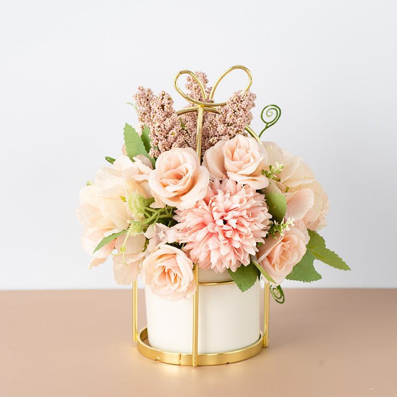 Small Potted Dried Flower Bouquet Decor