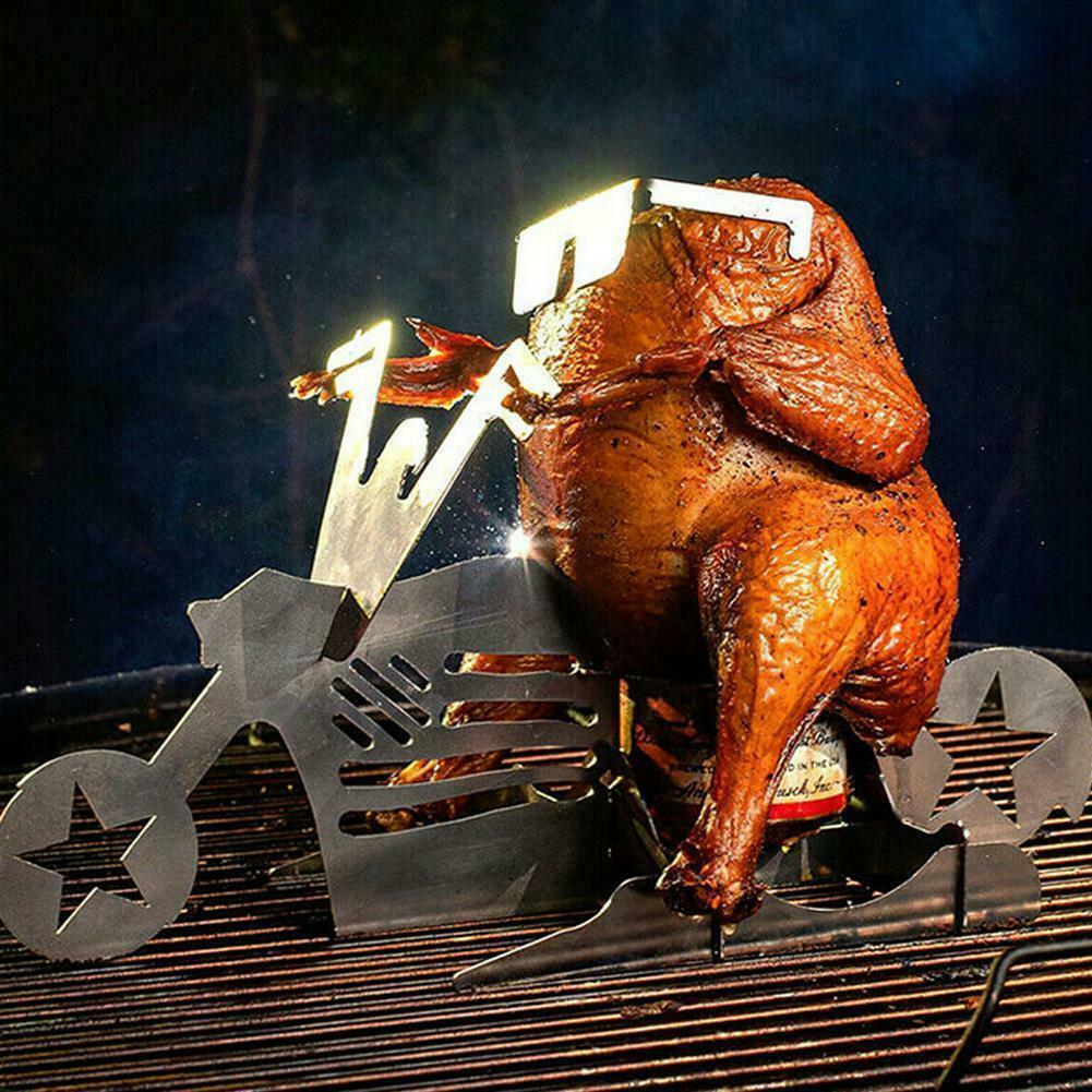 Chicken Stand Beer BBQ Steel Rack Roast Grilling Tools