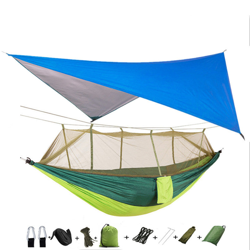 Portable Parachute Hammock with Mosquito Net - Army Green