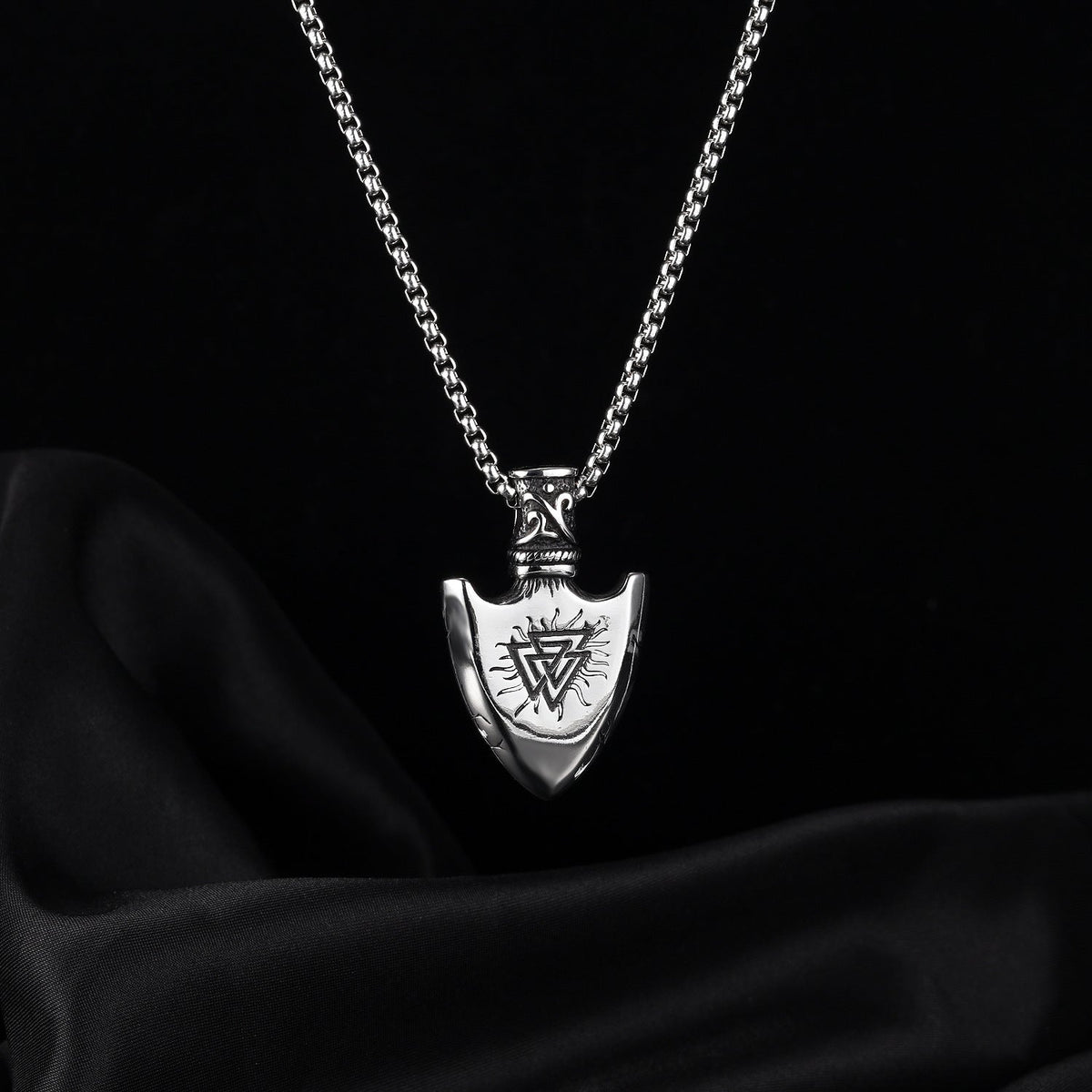 European Stainless Steel Shield Pendant